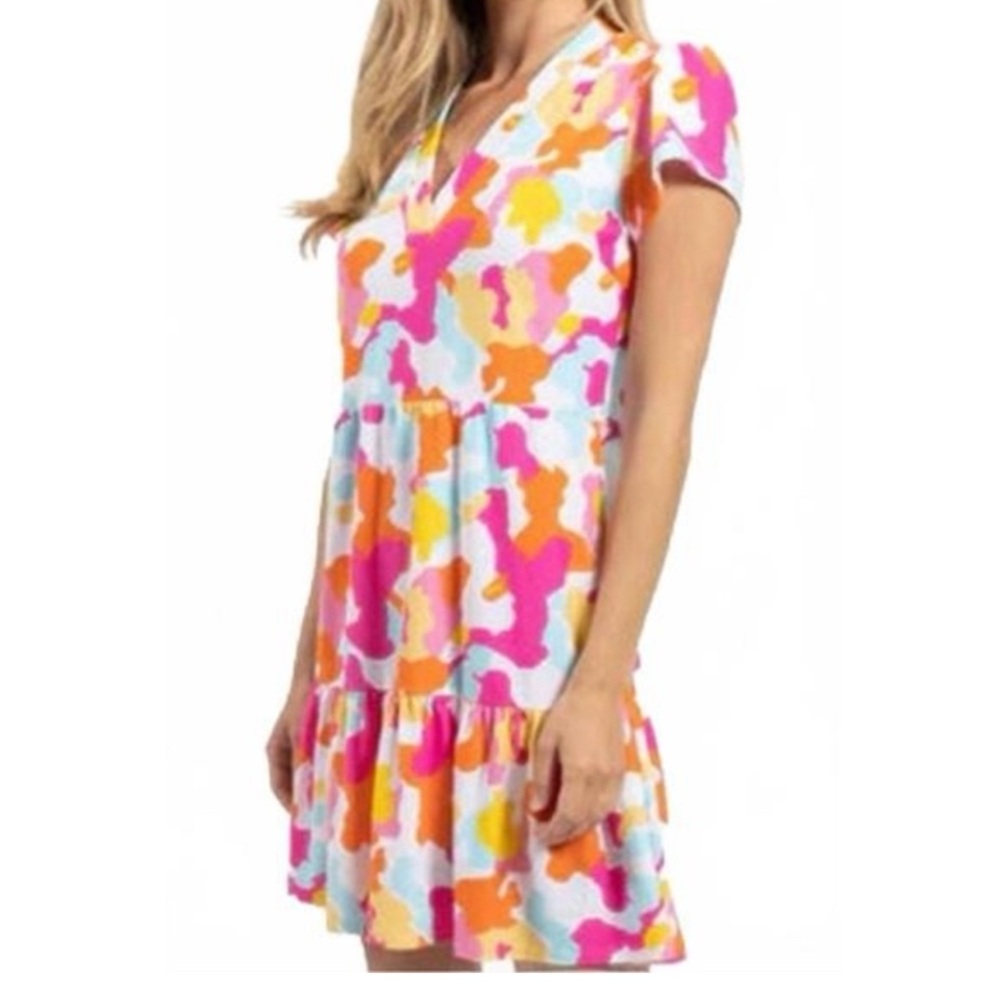 Jude Connally Pink Orange Yellow Floral Mini Dress